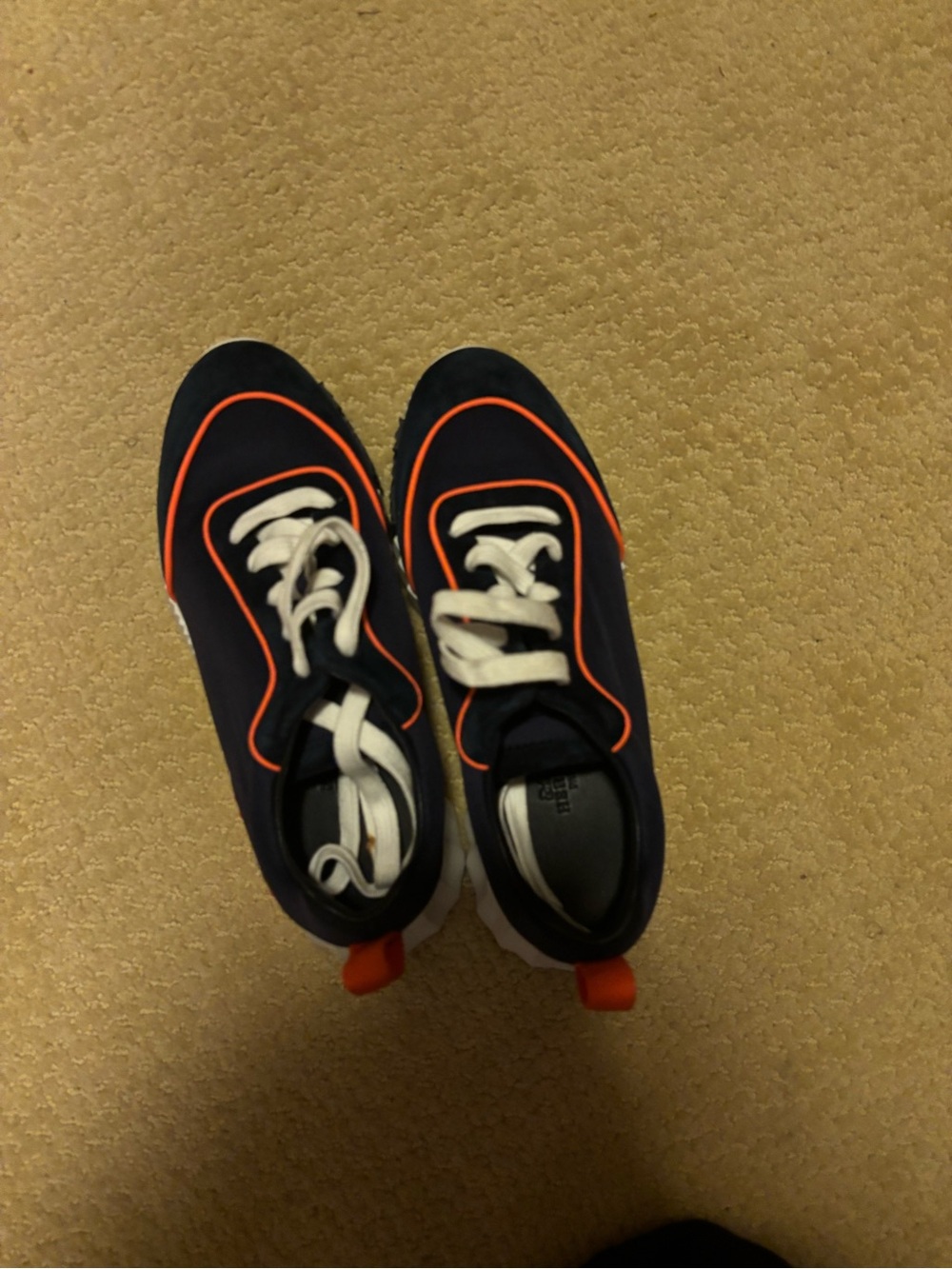 Women’s Navy and Orange Athletic Sneakers - Lace-Up Casual Trainers